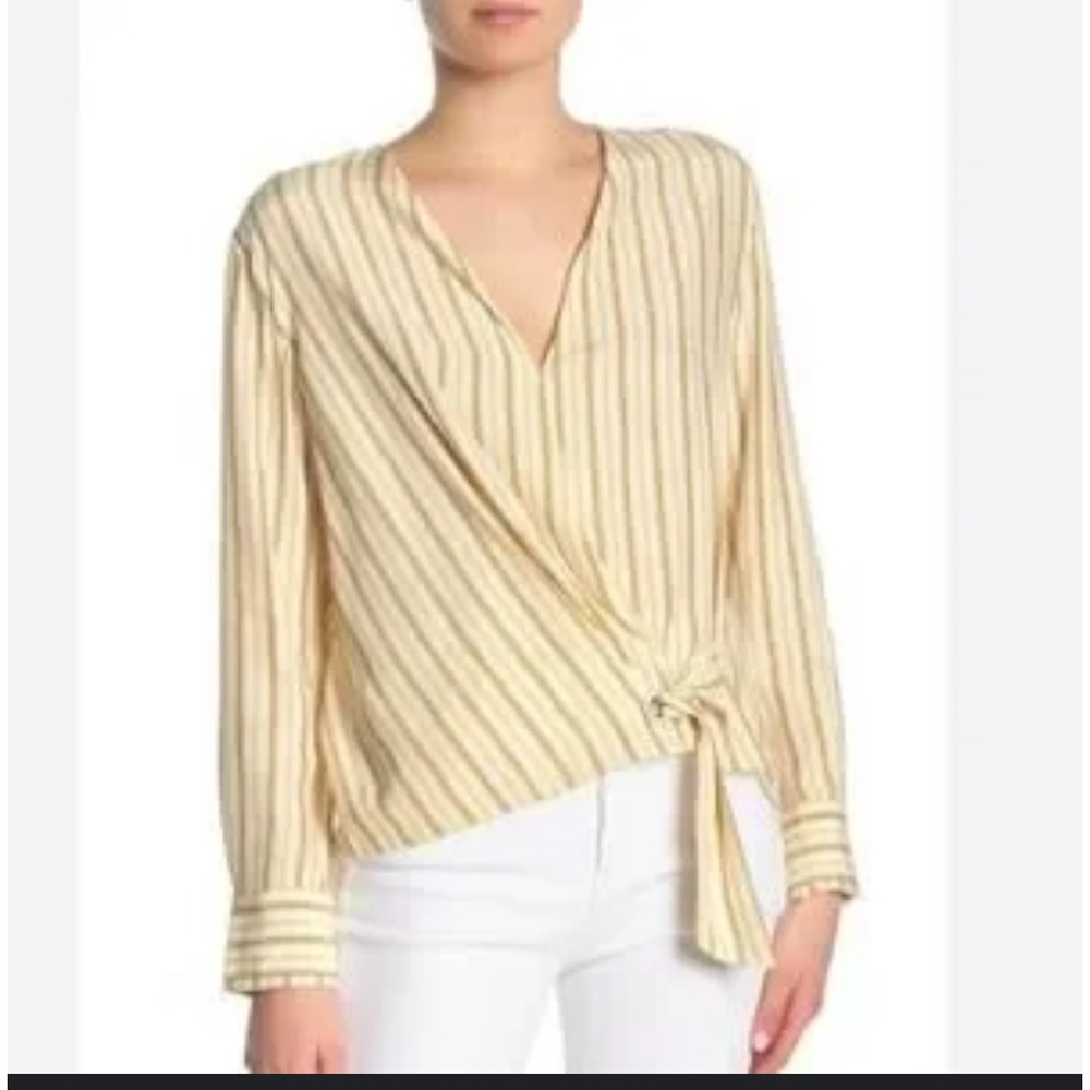 Rag & Bone Striped Long Sleeve Tie Front Blouse Top Size S